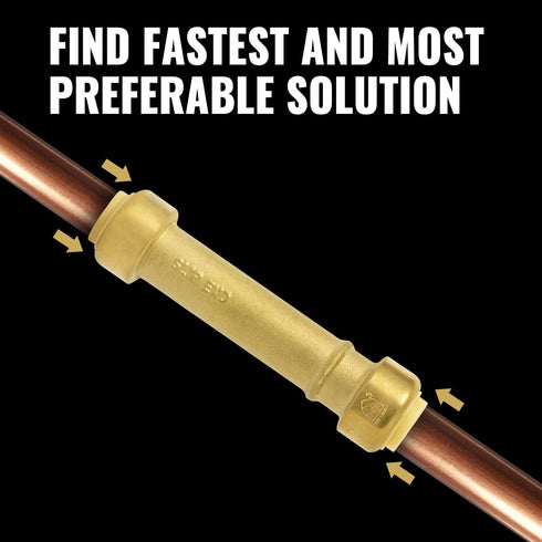 SUNGATOR 1/2 Inch Slip Coupling, Push Fit Repair Plumbing Fittings, No Lead Brass PEX Fittings (2-Pack)