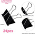 Medium Binder Clips and Paper Clips, 24 Pcs, 1.25 Inch Black Metal for Office, Home, School
