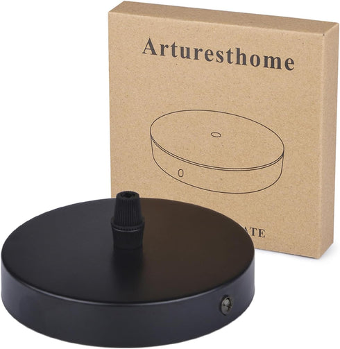 5.9" Arturesthome Industrial Black Ceiling Canopy Kit,Single Hole Extra Depth and Width Ceiling Plate for Pendant Light