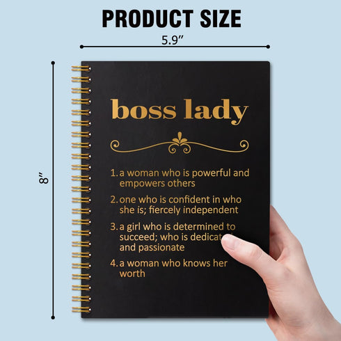 Boss Lady Black Golden Hardcover 160 Pages Spiral Notebooks, Appreciation Gift, Thank You Boss Gift, Retirement Going Away Gift for Women Boss Mentor Leader, Unique Office Gift Idea for Boss by QYUVK