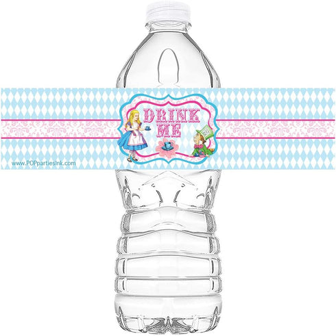 POP parties Ink Alice in Wonderland Bottle Labels - 20 Classic Water Bottle Labels Made in The USA