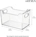 Closet, 4 Pack mDesign Deep Plastic Office Storage Bins with Handles for Organization in Filing Cabinet, or Desk