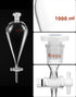 QWORK 1000ml Heavy Wall Conical Separating Funnel, 24/29 Fitting with PTFE Stopcock + Laboratory Distillation Support
