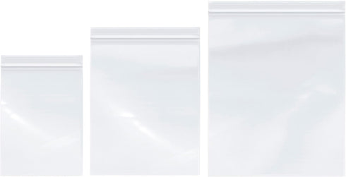 Plymor Variety Pack Zipper Reclosable Plastic Bags, 6" x 8" (100), 8" x 10" (100), 10" x 12" (100), 2 Mil