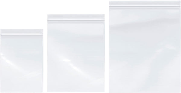 Plymor Variety Pack Zipper Reclosable Plastic Bags, 6" x 8" (100), 8" x 10" (100), 10" x 12" (100), 2 Mil