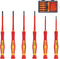HORUSDY 1000V Mini Insulated Screwdriver Set, 6-Piece Magnetic Tip Slotted (1.8mm, 2.0mm, 2.5mm, 3.0mm) & Phillips