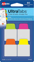 Avery Mini Ultra Tabs, 1" x 1.5", 2-Side Writable, Assorted Neon Colors, 80 Repositionable Tabs
