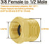 Joywayus 1/2 G Male to 3/8 Compression Female Thread Bushing Pipe Fitting, Brass Reducer Faucet Connector Water Hose Adapter, Supply Line Adapter for RV Kitchen Bathroom Plumbing 4PCS by Joywayus