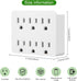 6 Outlet Wall Adapter, FiiMan UL Listed 3-Prong Grounded Outlet Side Access Adapter, White