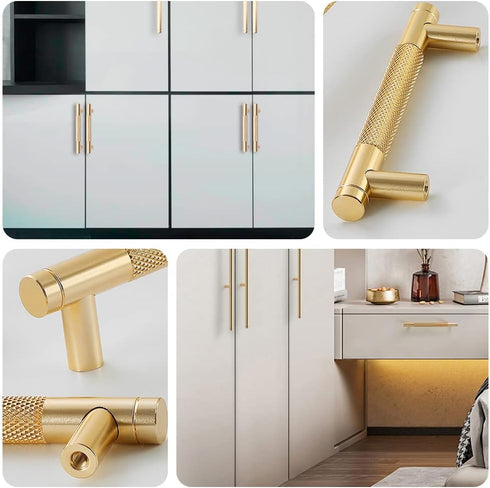 2 Pcs Cabinet Handles: Gold Drawer Pulls for Kitchen Cupboards and Chest of Drawers