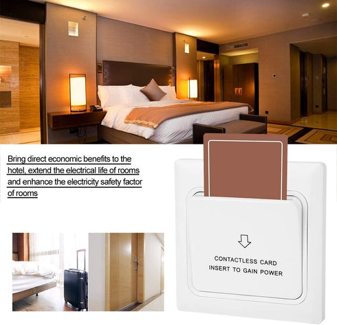 Power Card Sensor Hotel Power Card, Hotel Energy Saving Switch Light Switch Key Plate Extender 3.4x3.4in 100 Times Aging Tests Qualified White For 4150 Card For 125k Frequency Induction Card