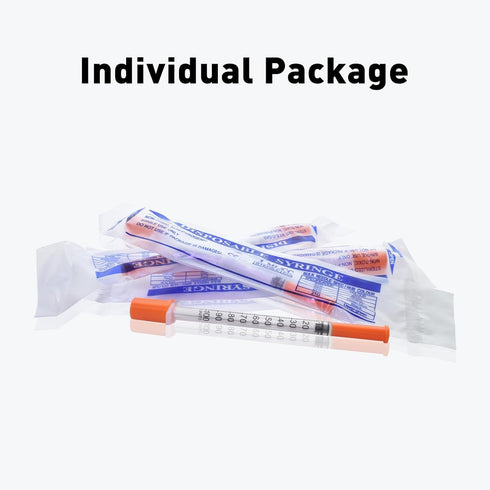 U-100 1cc 31g 5/16" (8mm) Pack 100 Syringes with , Individually Wrapped