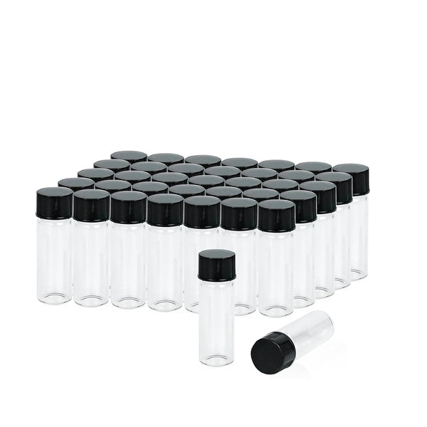 ALWSCI 1 Dram Glass Vials, Small Liquid Sample Vial, 4 ml Borosilicate Glass Empty Vials with 13-425 Black Screw Caps
