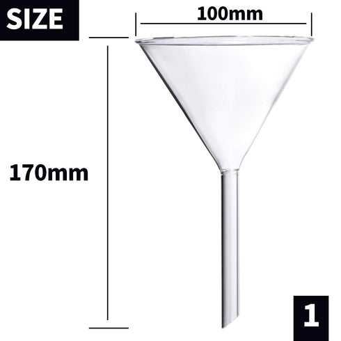 Glass Funnel Set, 4 Pcs Lab Borosilicate Glass Funnels, 100mm, 75mm, 50mm, 40mm Diameter