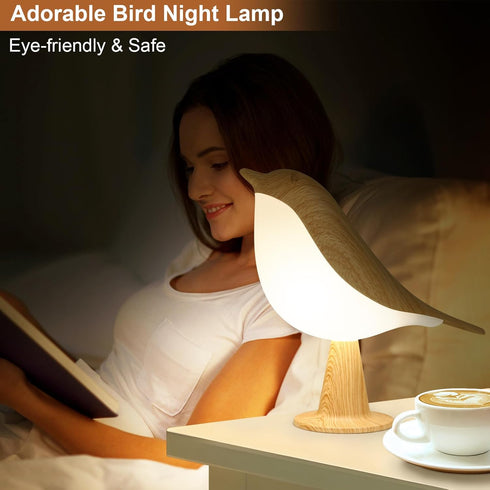 Dimmable 3 VoMii Bird Desk Lamp, Small Table Lamp Cordless Touch Night Light with Color Temperature, Rechargeable