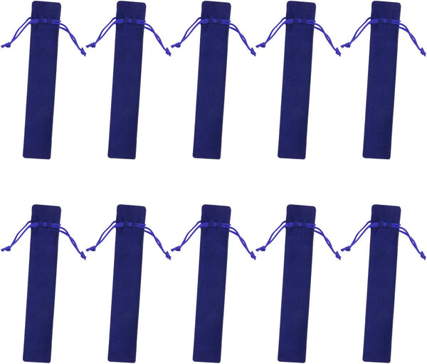 Tupalizy 10PCS Velvet Drawstring Pen Pouch Bag, 6.9x1.4 Inch Small Case for Protecting Gifting Storing Pens (Blue)