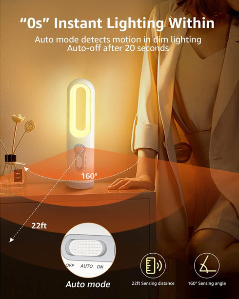 AosBet 2-in-1 2 Pack) LifeImpree Rechargeable Motion Sensor Night Light Portable LED Night Light Flashlight with Dusk