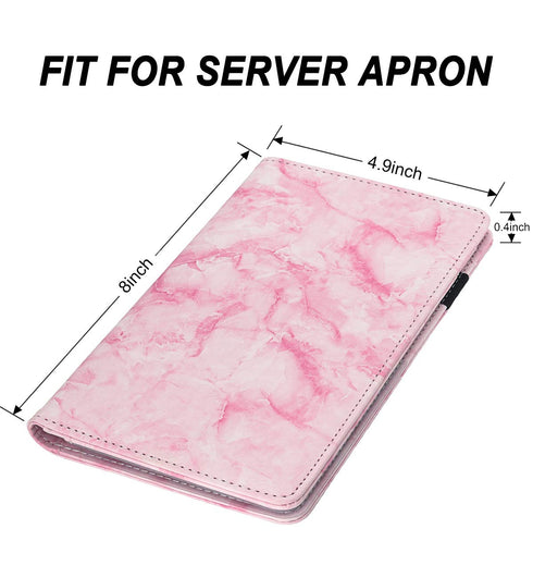 Server Books for Waitress - Marble Texture Leather Waiter Book Server Wallet with Zipper Pocket, Cute Waitress
