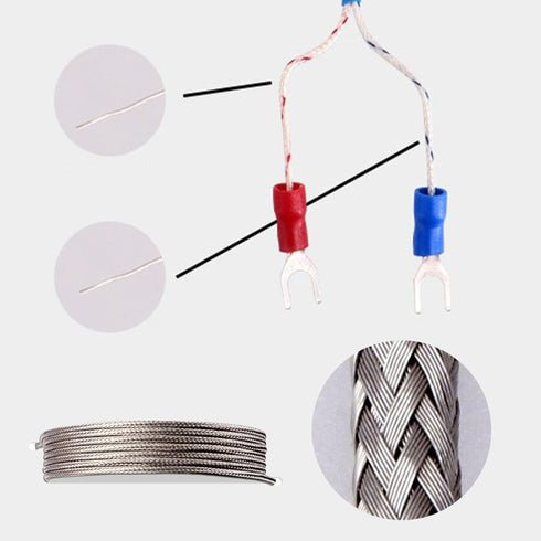 K Type Thermocouple M6 Screw Fine Thread Temperature Sensor Wire 0-400? 1M/2M/3M/4M/5M (3m)