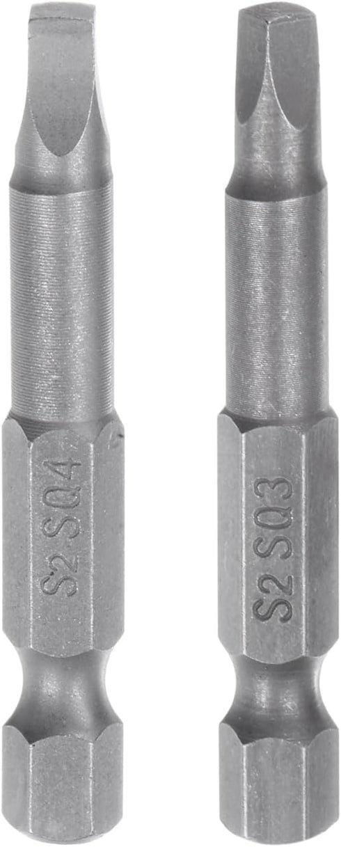 2pcs SQ3 SQ4 Square Screwdriver Bit, 1/4" Hex Shank, 2" Length, Magnetic Security