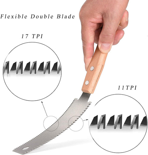 Small Woodworking Hand Saw, 6 Inch Flexible Blade, Double Edge for Craft and DIY