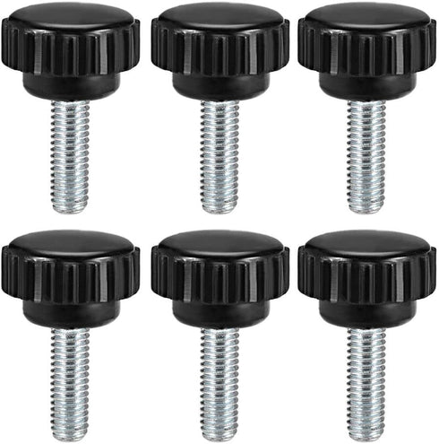 uxcell 6pcs Knurled Clamping Knobs M6 x 15mm, Metric Zinc Plated Carbon Steel Thumb Screw, Black