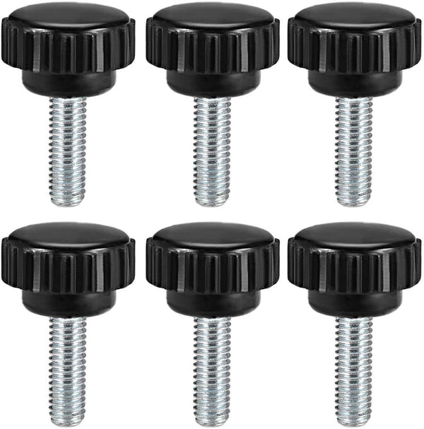 uxcell 6pcs Knurled Clamping Knobs M6 x 15mm, Metric Zinc Plated Carbon Steel Thumb Screw, Black