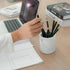 Natural Marble Pencil Pen Holder Stand for Desk, Makeup Brush Cup, Durable Office & Home Organizer, White