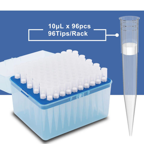 ONiLAB Universal 1000ul Pipettor Tips, Lab Transparent Liquid Tips with Box, Non-pyrogenic, Autoclavable 1 Rack 96 Tips