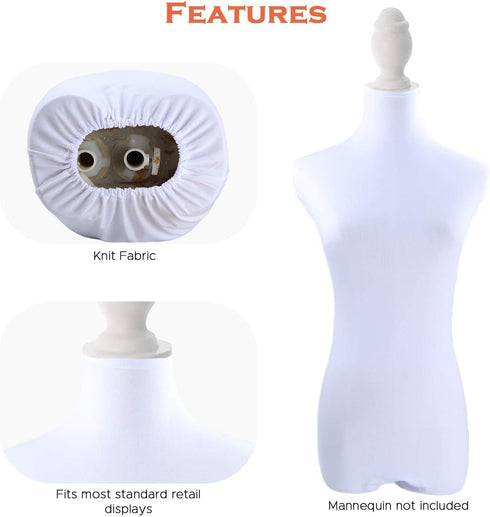 NAVADEAL White Superb Mannequin Fabric Cover, Soft Stretchy for Fashion Designer Retail Boutique Store Dummy Model