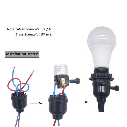 E26 Bulb 4pcs) Lamp Socket: Threaded Lamp Socket Replacement with ON/Off Switch Medium Base Lamp Parts with lamp Shade