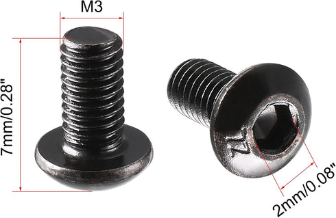 uxcell M3x6mm Thread Button Head Hex Socket Cap Screw Bolt, 100pcs