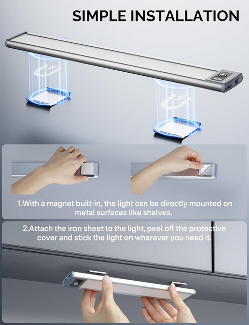Display,3 Temps&Dimmable counter 68 Closet Light(2 Pack) Under Cabinet Lighting with LED Numeric Color lights, Under