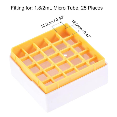 uxcell Centrifuge Tube Freezer Storage Box, 25 Places, Waterproof Polypropylene Holder for 1.8/2ml Tubes
