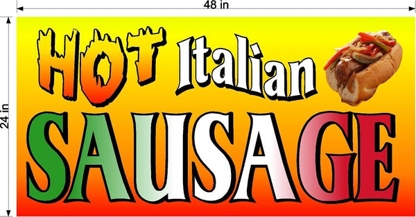 Biggygraphics 2' X 4' VINYL BANNER HORIZONTAL HOT ITALIAN SAUSAGE SANDWICH
