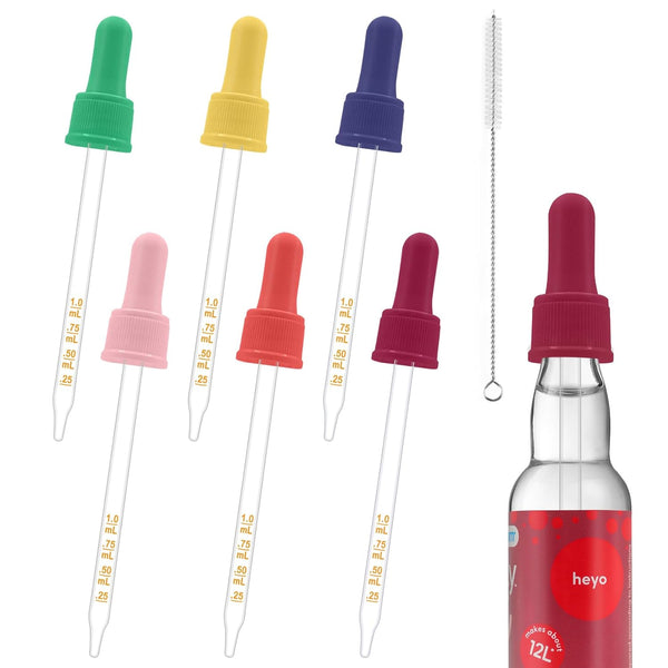 Glass Dropper Pipettes for SodaStream Bubly Bubbly Drops Flavors, Colorful 6Pcs