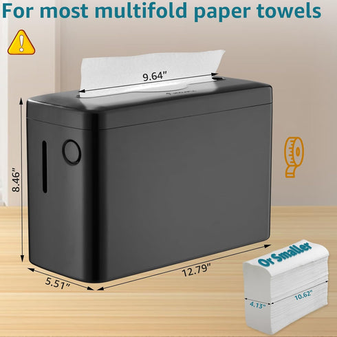Countertop, 300-Sheet AmazonCommercial, Multifold Paper Towel Dispenser Heavy Duty Wide-Design, Large Capacity Black