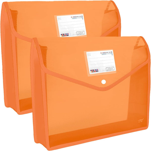 Plastic File Folders Legal Size, Expandable Document Folder with Snap Button Closure, 2 Packs