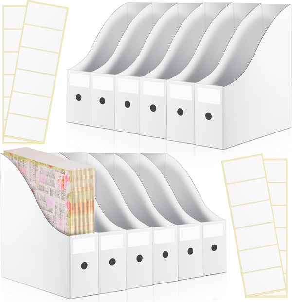 Thenshop 12 Pieces Cardboard Magazine File Holder: 12 x 12 Paper Storage Organizer for Students, Teacher Desk Office