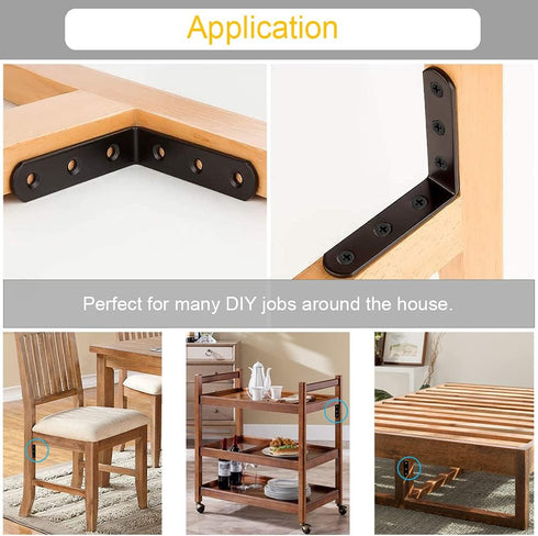 10Pcs 4 Inch 90 Black L Bracket Corner Braces Stainless Steel Heavy Duty Shelf Bracket for Wood, Shelves, Wall Hanging