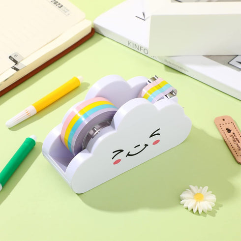 STOBOK Desktop Tape Dispenser - Creative Cloud Holder with Rainbow Tape Roll Cutter for Kids Art Craft