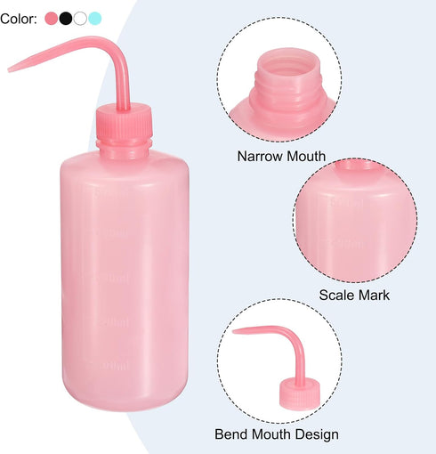 PATIKIL 500ml Wash Bottle, 2pcs Plastic Squeeze Bottle for Lab Cleaning and Irrigation Liquid Storage, 4 Colors