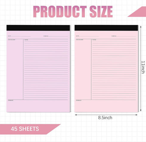 Writing Note Pads, 8.5 x 11 Inches Legal Pads, Lined Paper for Office School, 45 Sheets Per Pad, Multicolor