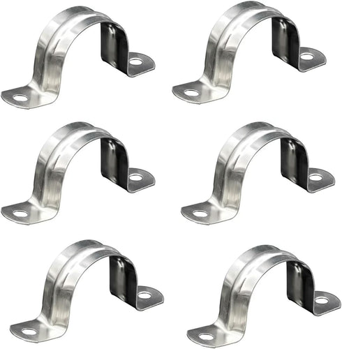 30Pcs Stainless Steel M12 Pipe Clamps, 1/2 Inch Rigid Pipe Strap Tools with U Bracket and 2 Holes for Fixing