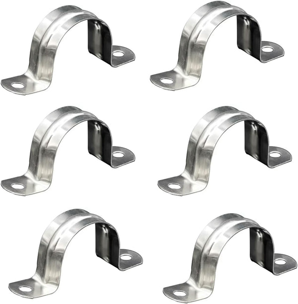 30Pcs Stainless Steel M12 Pipe Clamps, 1/2 Inch Rigid Pipe Strap Tools with U Bracket and 2 Holes for Fixing