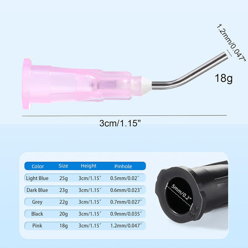 JMU 1000Pcs Bent Dispensing Tips 18g, Blunt Tip Dental Pre Bent Flow Dispensing Needle Tips