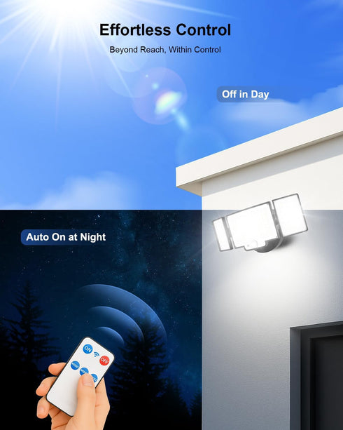 RUNBARRY 188 4200LM 6500K 3 IP65 120V 1 Pack Motion Sensor Outdoor Light, LED Flood Lights Outdoor, Daylight, Modes