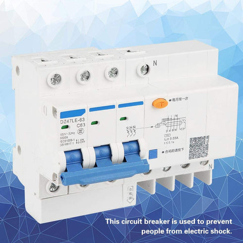 YWBL-WH DZ47LE-63 Current Circuit Breaker 230V 63A 30mA 3P+N C63 RCCB Leakage Overload Short Circuit Breaker
