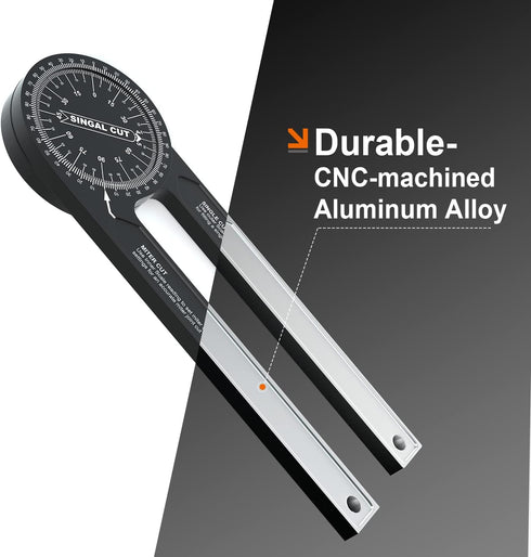 Mecurate Aluminum Miter Saw Protractor, 7.3-Inch Angle Finder Featuring Precision Laser Engraved Scales Woodworking Lightning Measure Tool with 360 Degree Rotation Function for Carpenters by Mecurate
