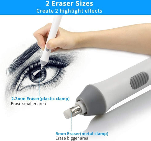 Electric Eraser Kit for Artists with 140 Refills, Battery Operated Eraser for Drawing, Art, Sketching